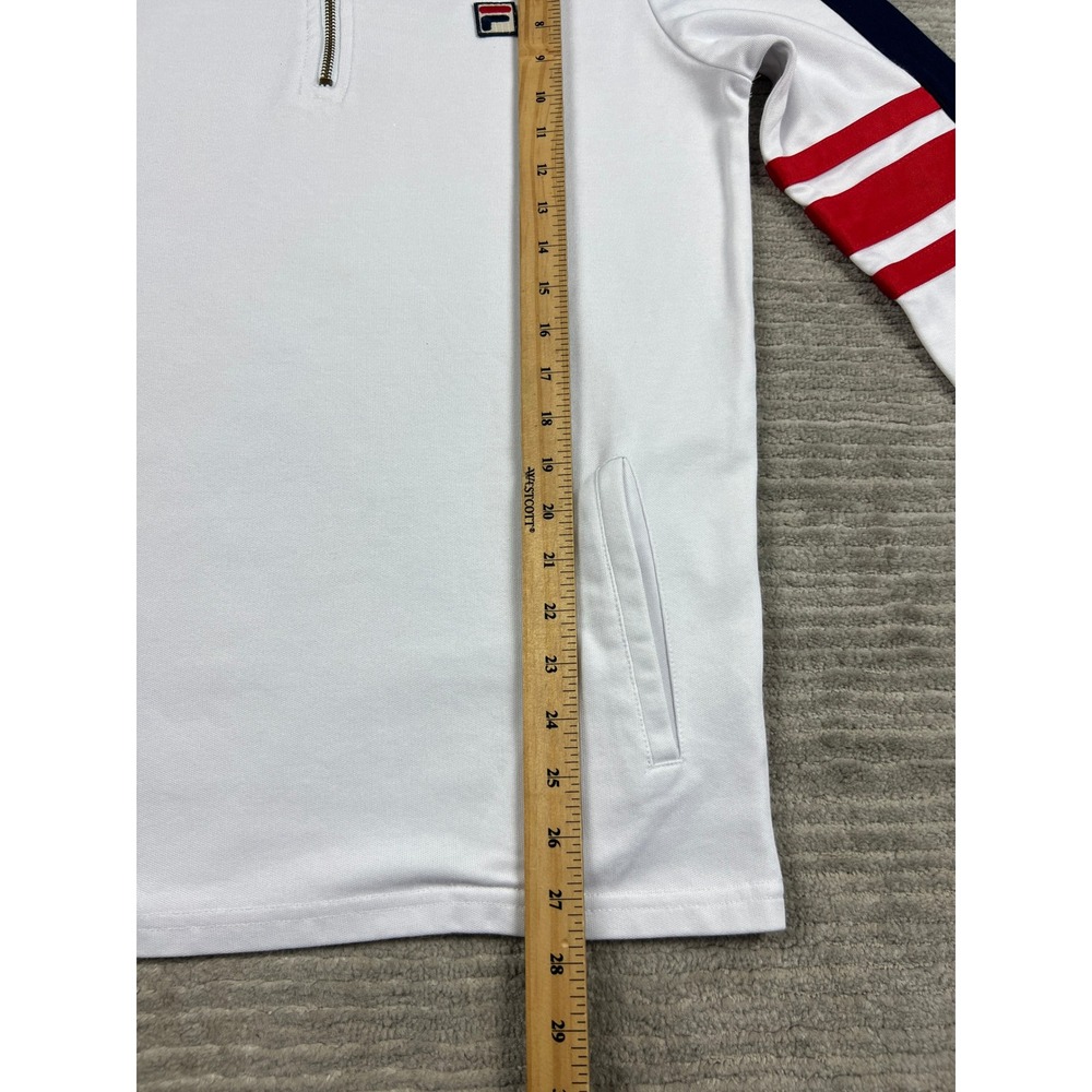 Fila Quarter Zip Pullover Mens Medium White Navy Colorblock Striped Sweatshirt - Picture 6 of 16